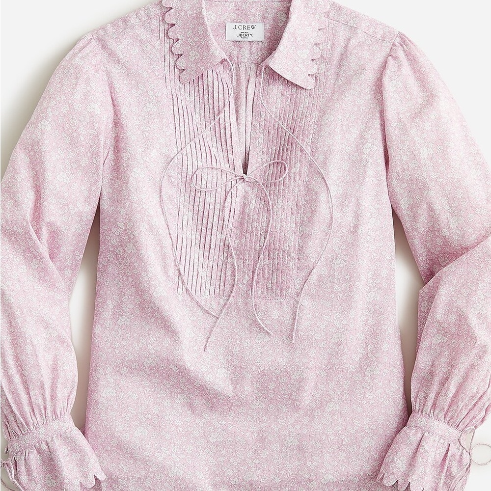 J.Crew Scalloped popover top in Liberty Flower Market fabric